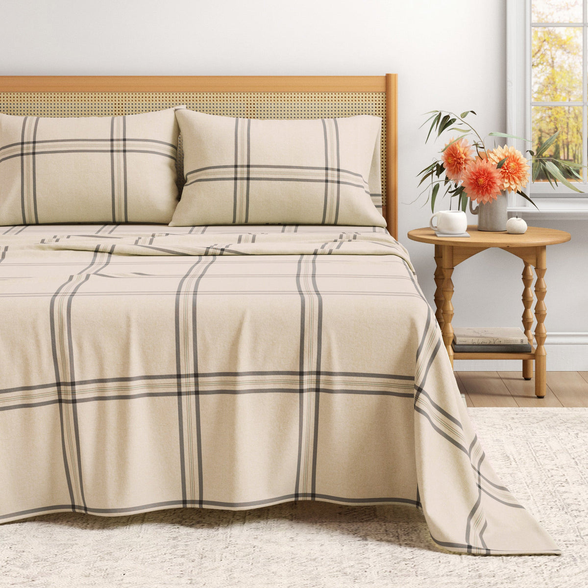 Plaid + Stripe Turkish Cotton Flannel Sheet Set