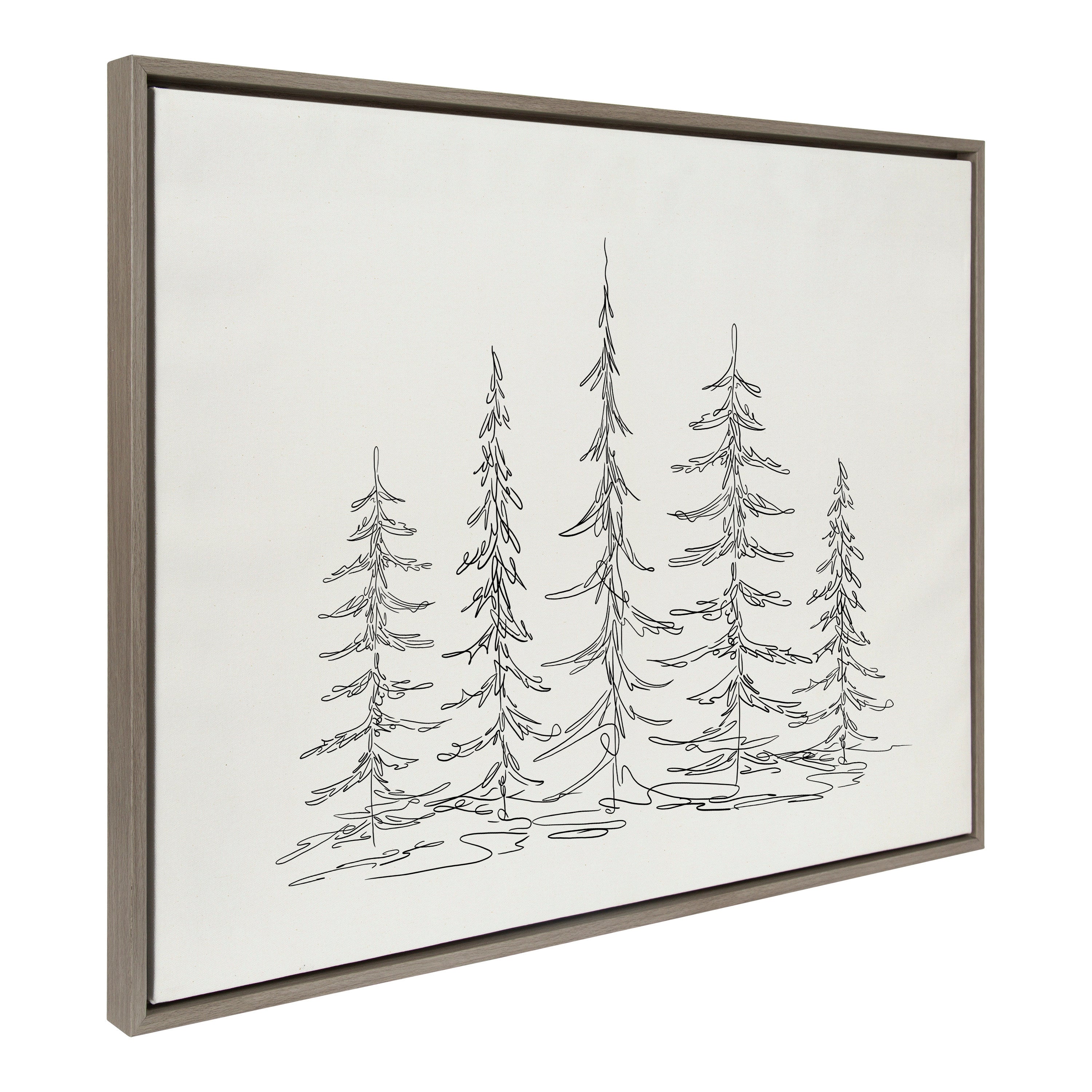 Sylvie Minimalist Evergreen Trees Framed Canvas Art