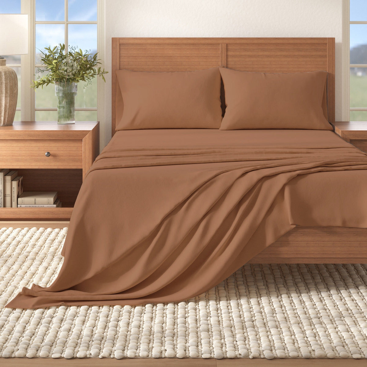 Nordic Solid Cotton Flannel Sheet Set