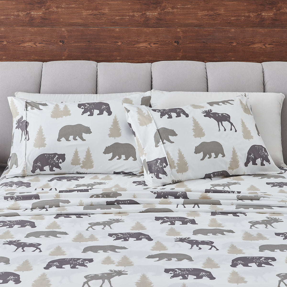 Mountain Ridge lodge microfiber sheet set with rustic prints