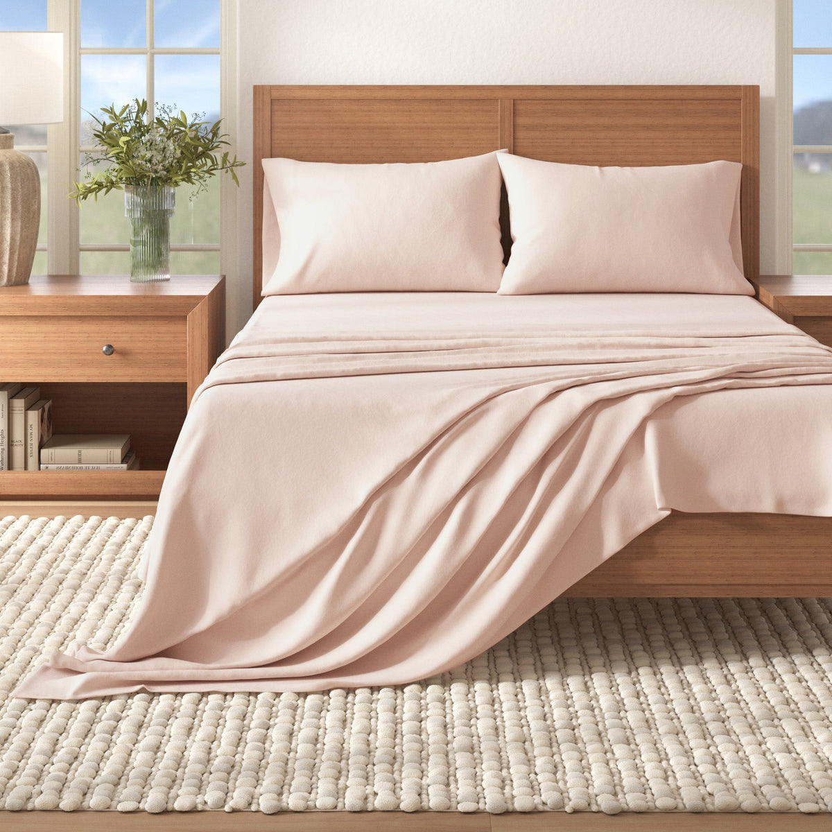 Nordic Solid Cotton Flannel Sheet Set