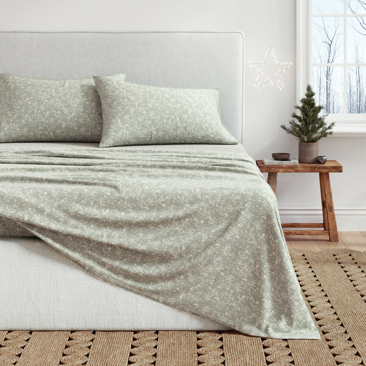 Winter Floral Turkish Cotton Flannel Sheet Set