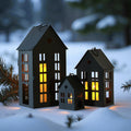 Village Farmhouse House Candle Holders — Set of 3 – alternate product view