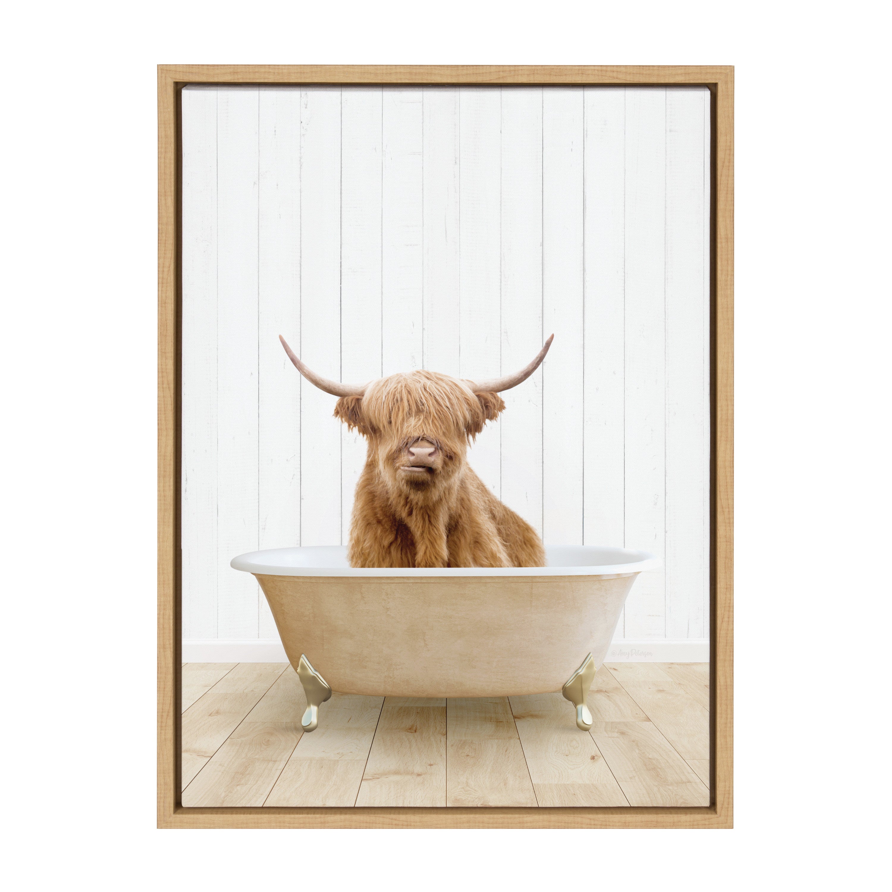 Sylvie Highland Cow Farmhouse Bath Framed Canvas Art