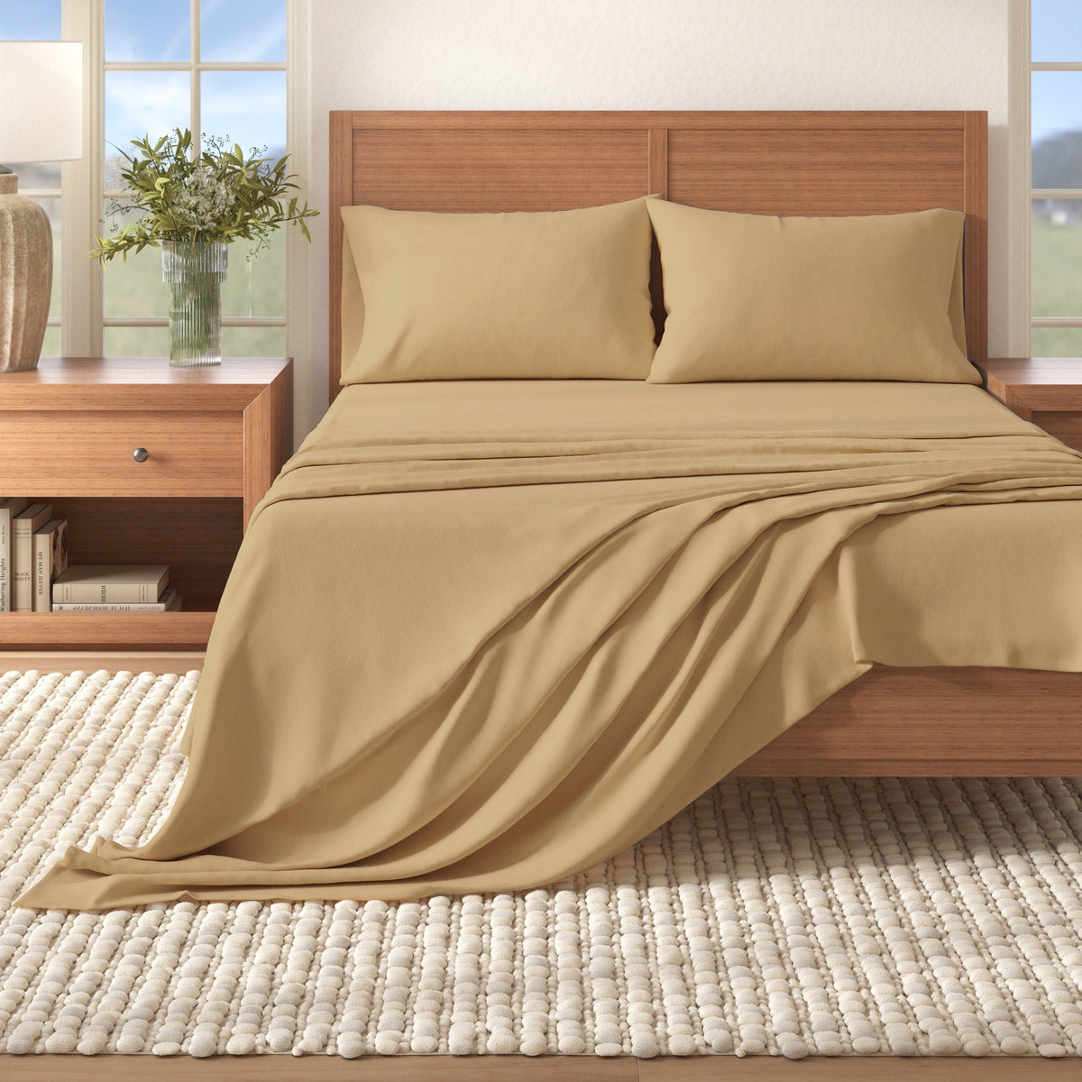 Nordic Solid Cotton Flannel Sheet Set