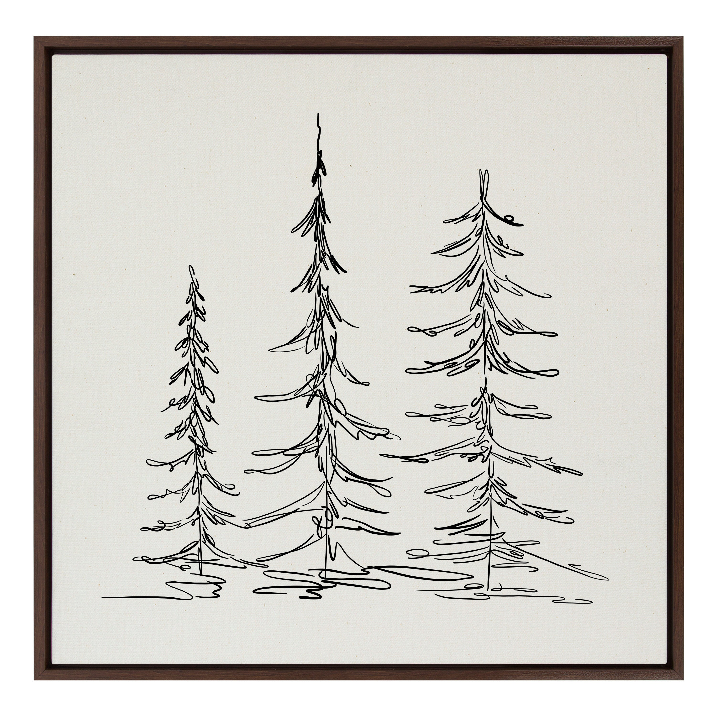 Sylvie Minimalist Evergreen Trees Framed Canvas Art