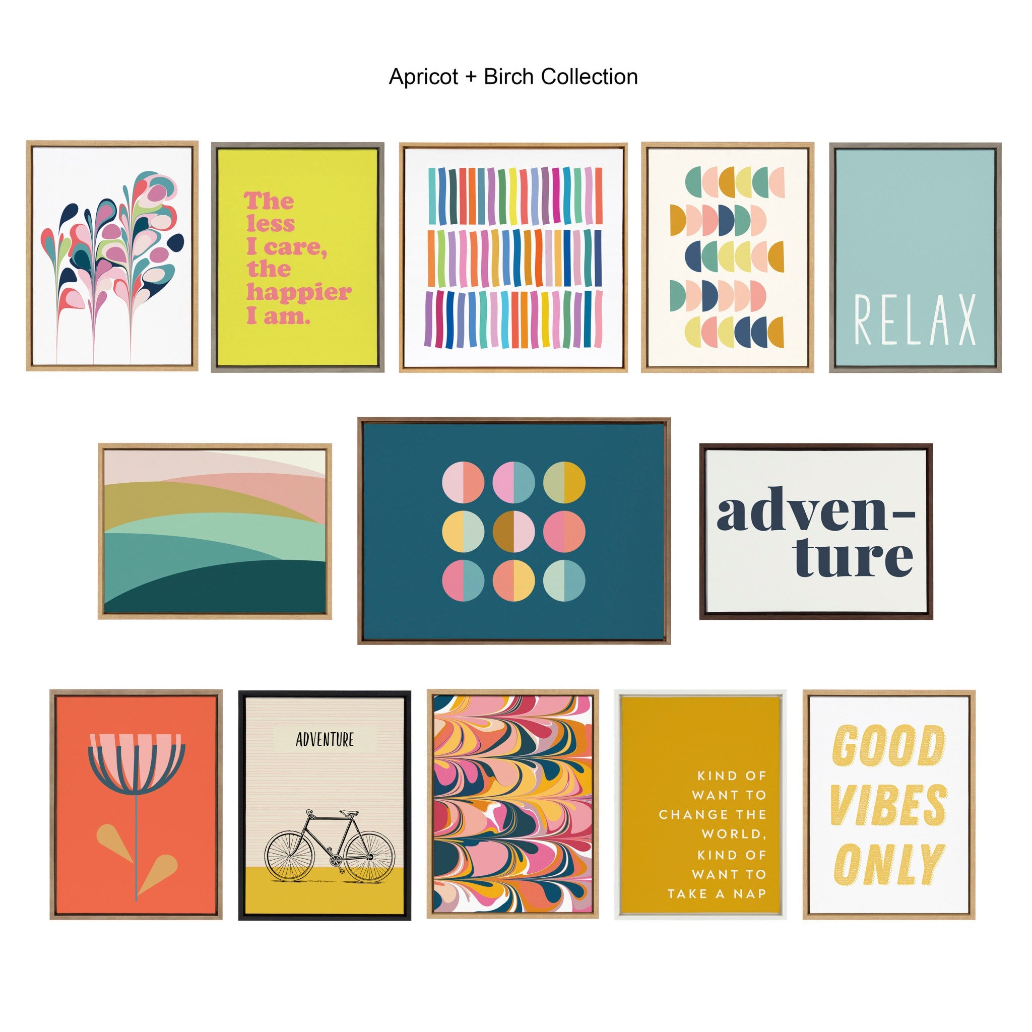 Sylvie Good Vibes Only in Yellow Framed Canvas by Apricot and Birch