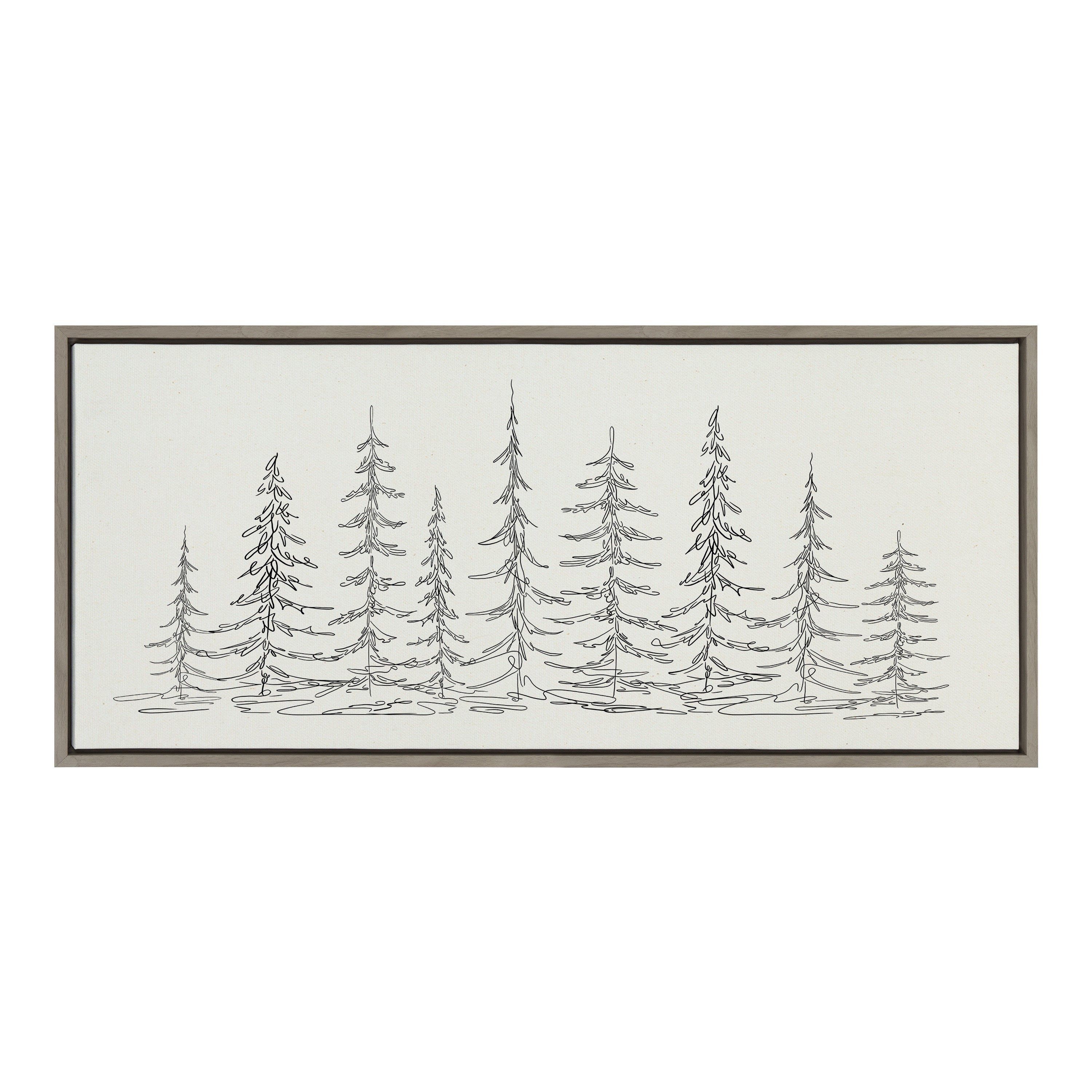 Sylvie Minimalist Evergreen Trees Framed Canvas Art