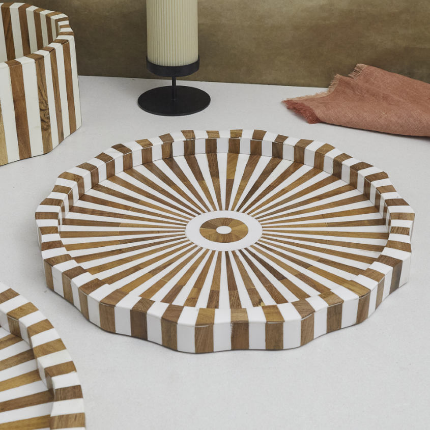 Lyra large 24-inch square inlay serving tray