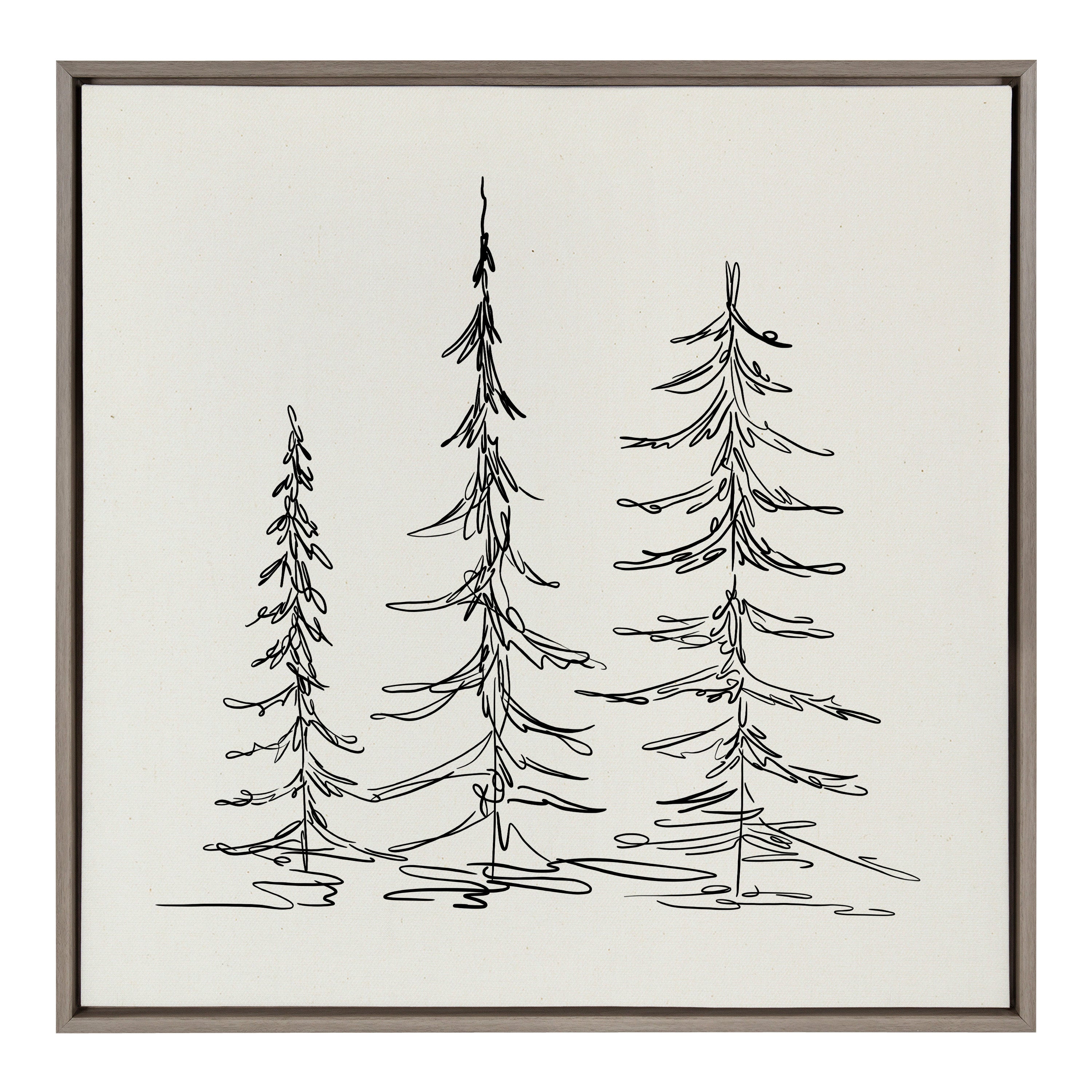 Sylvie Minimalist Evergreen Trees Framed Canvas Art