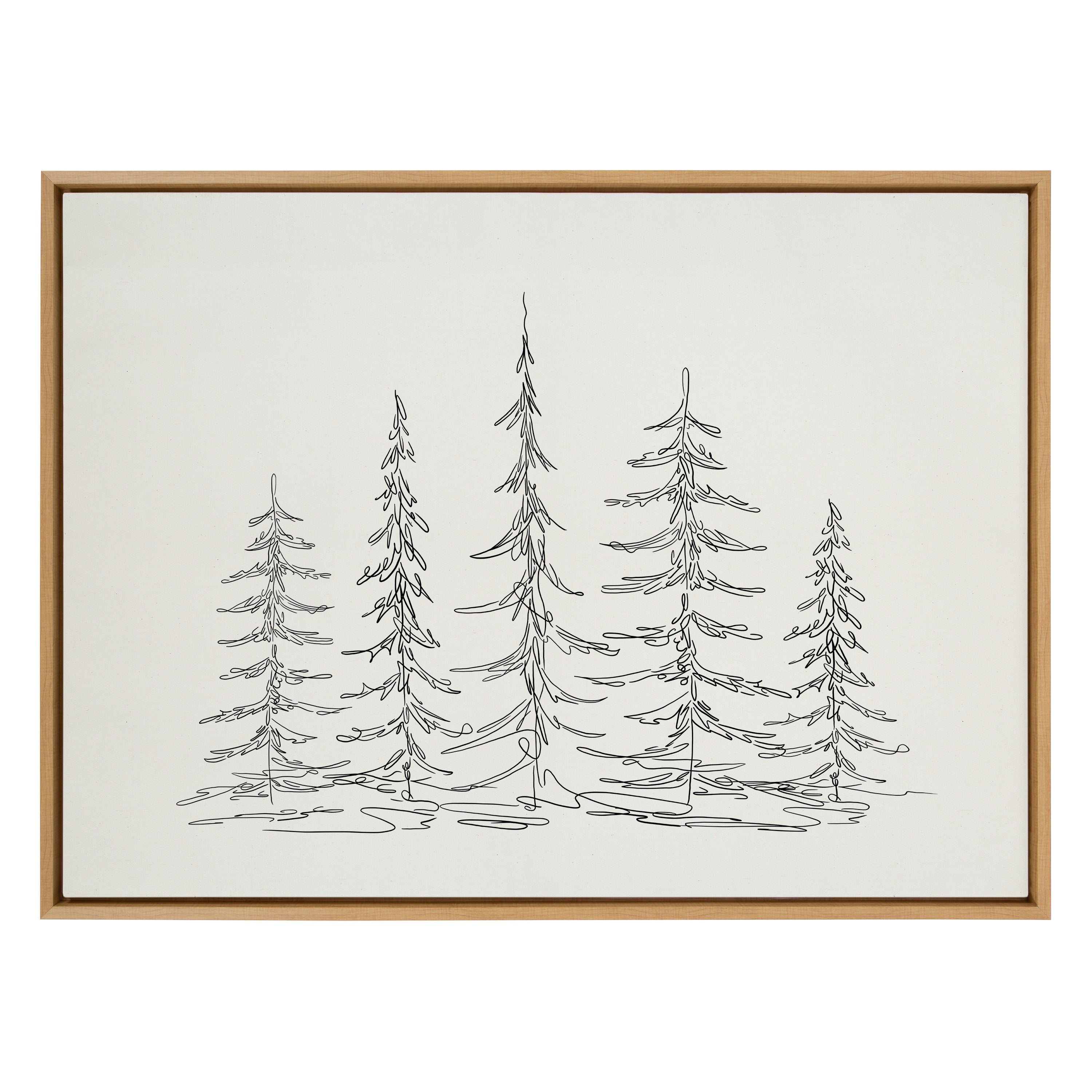 Sylvie Minimalist Evergreen Trees Framed Canvas Art