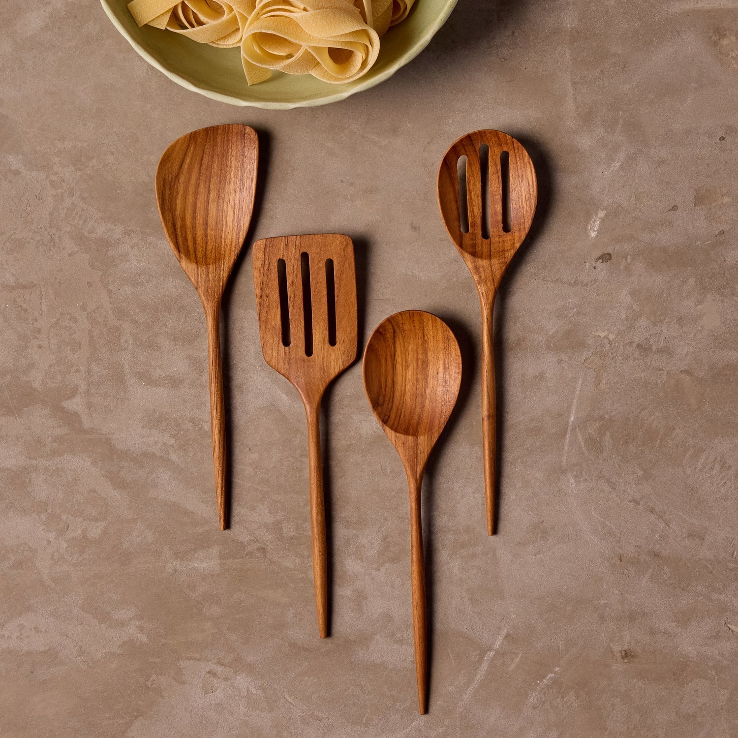 Padma set of four mini teak kitchen utensils