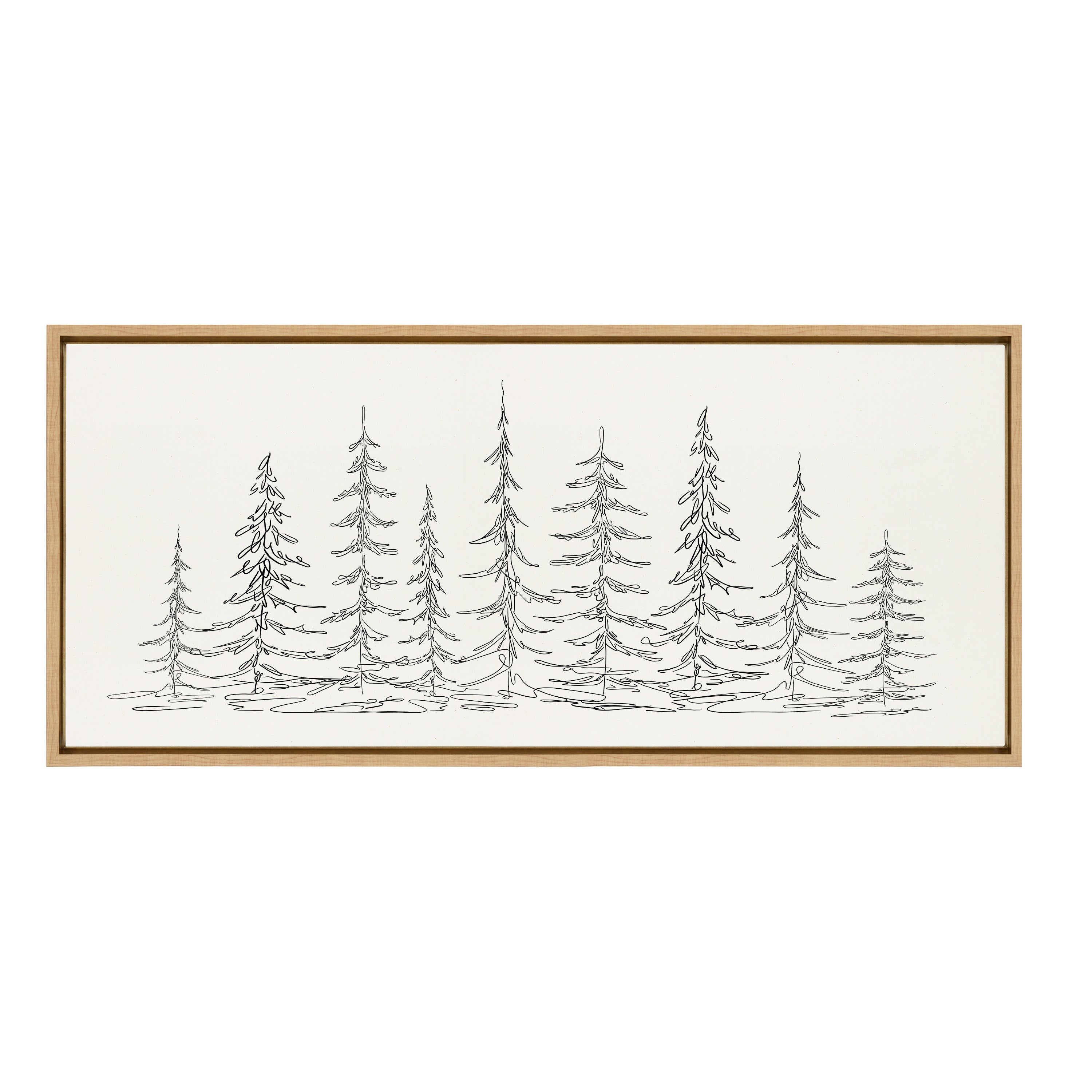 Sylvie Minimalist Evergreen Trees Framed Canvas Art