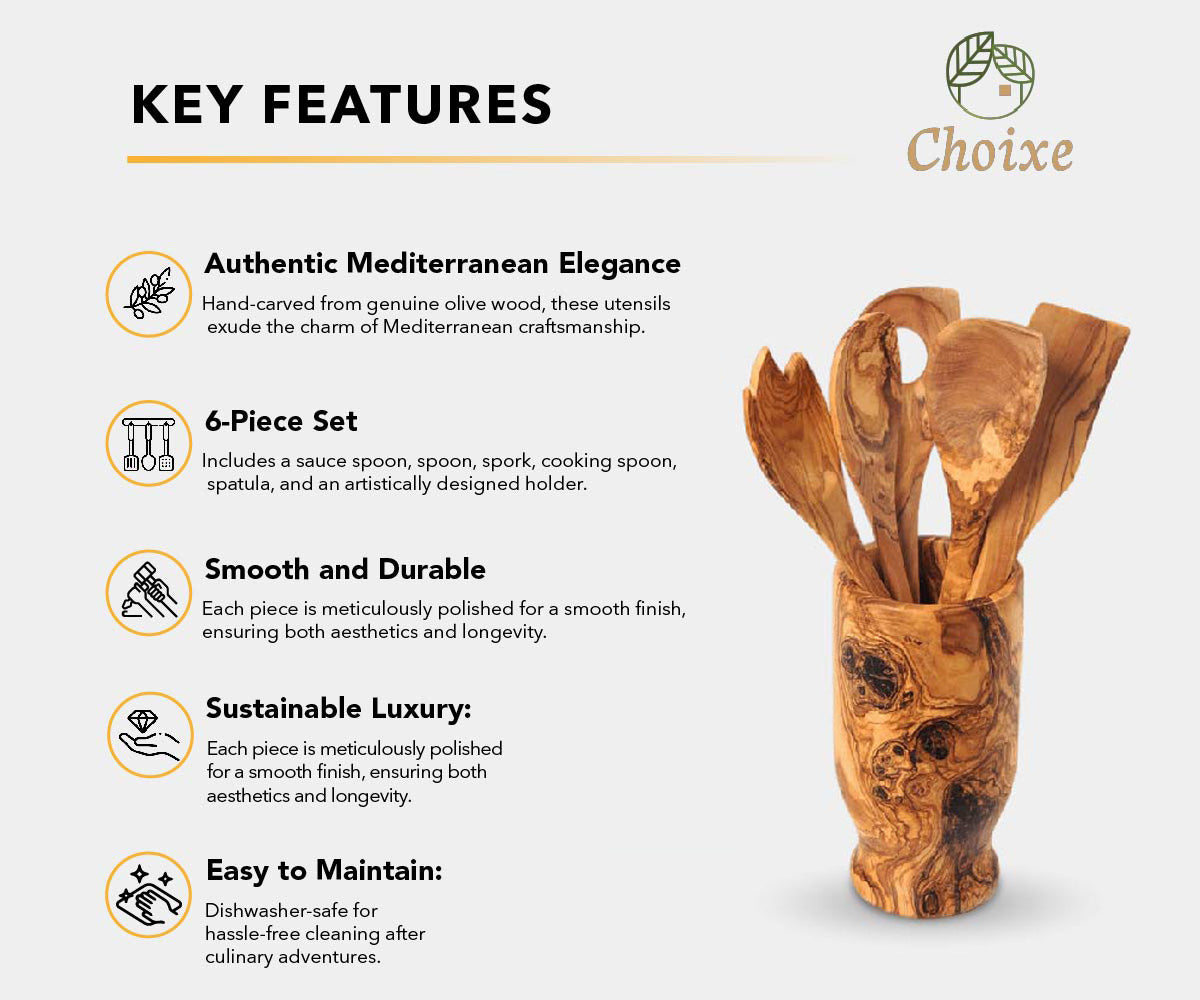 Olive Wood Kitchen Utensil Set — 6 Piece – alternate product view