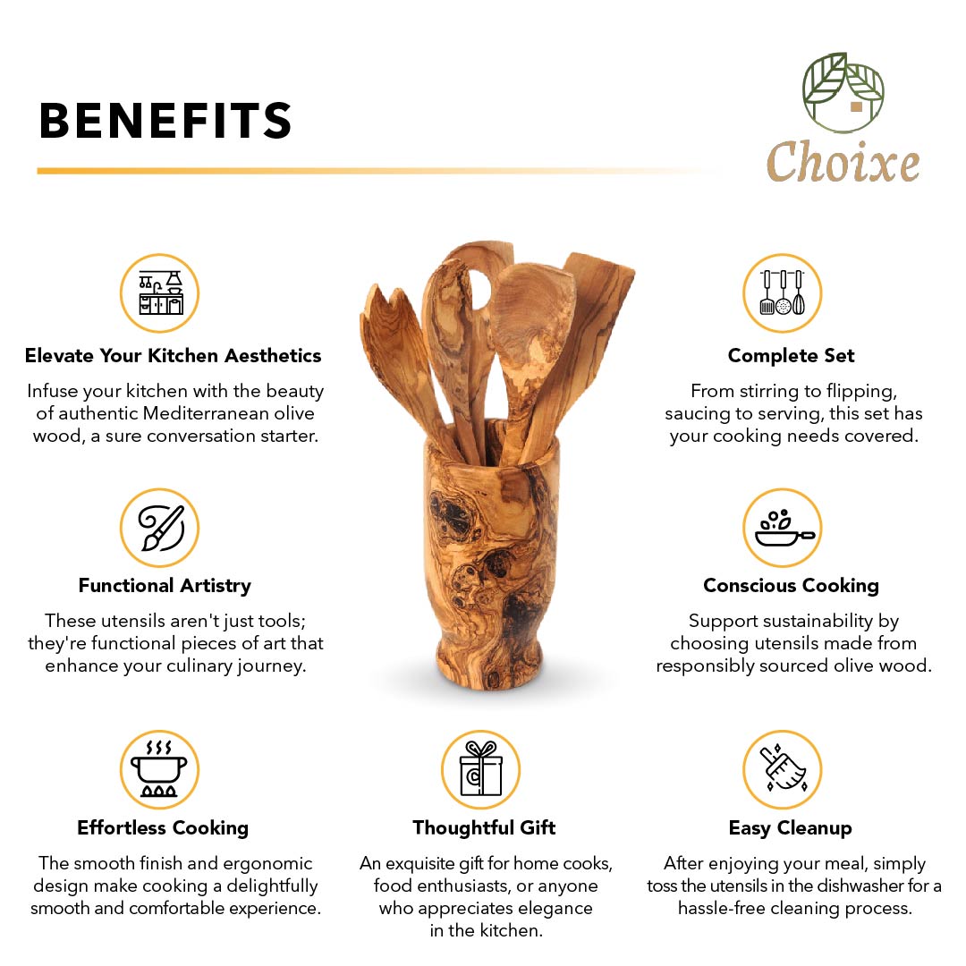 Olive Wood Kitchen Utensil Set — 6 Piece – alternate product view
