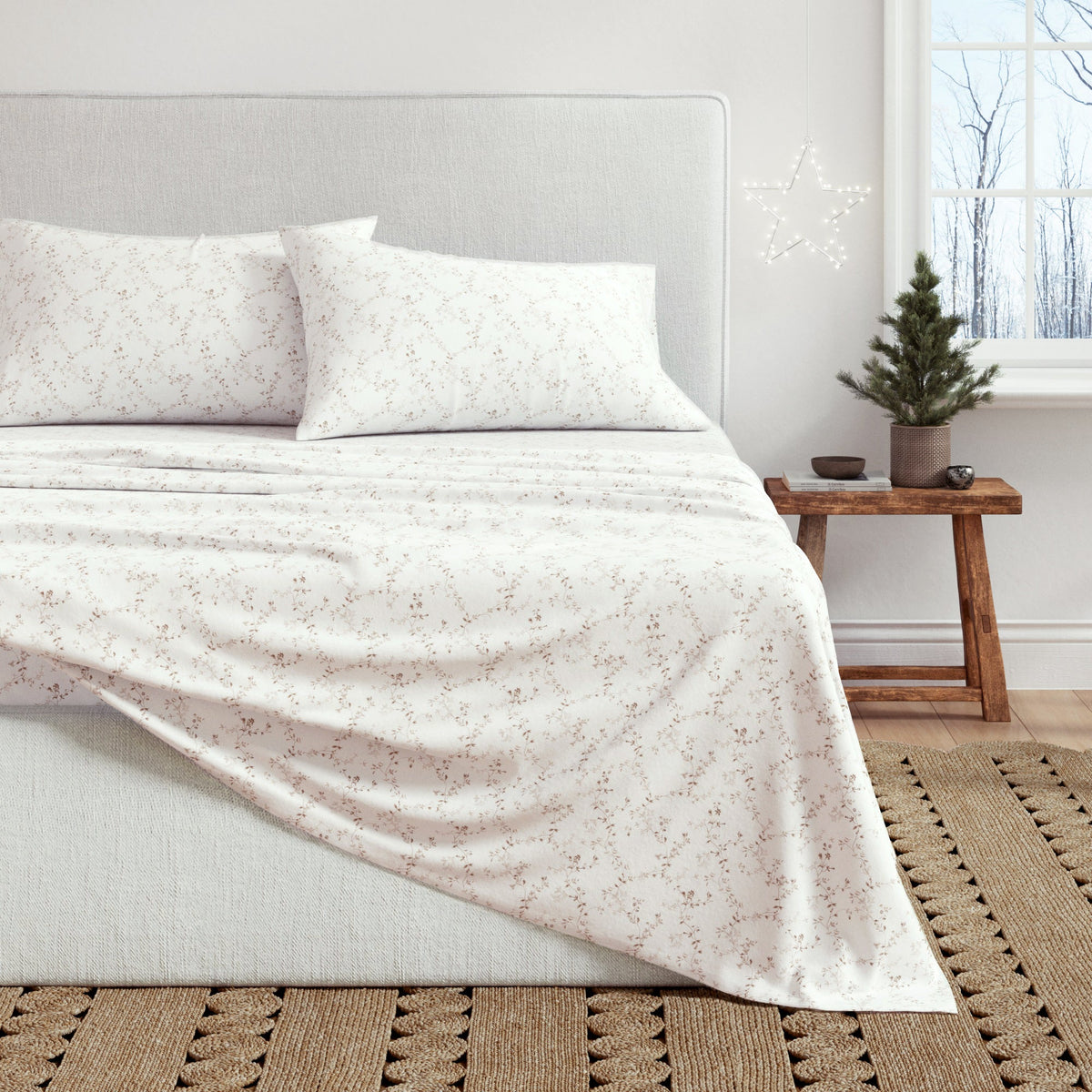Winter Floral Turkish Cotton Flannel Sheet Set