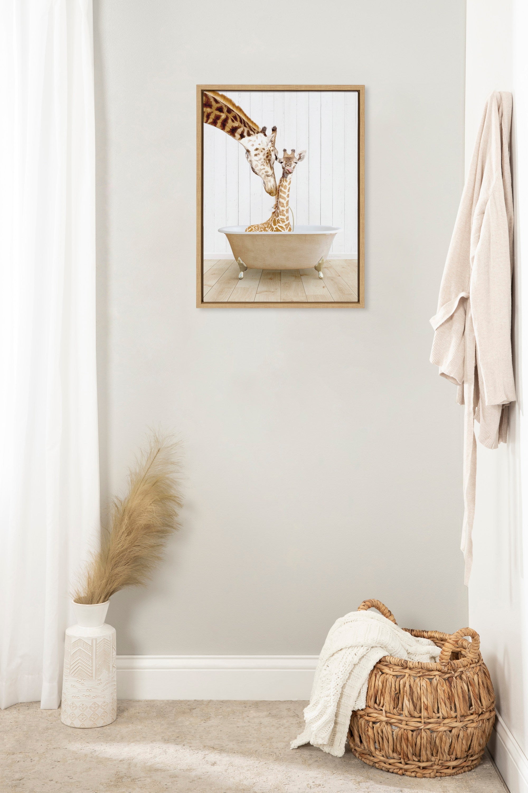 Sylvie Mother and Baby Giraffe Framed Canvas – alternate product view