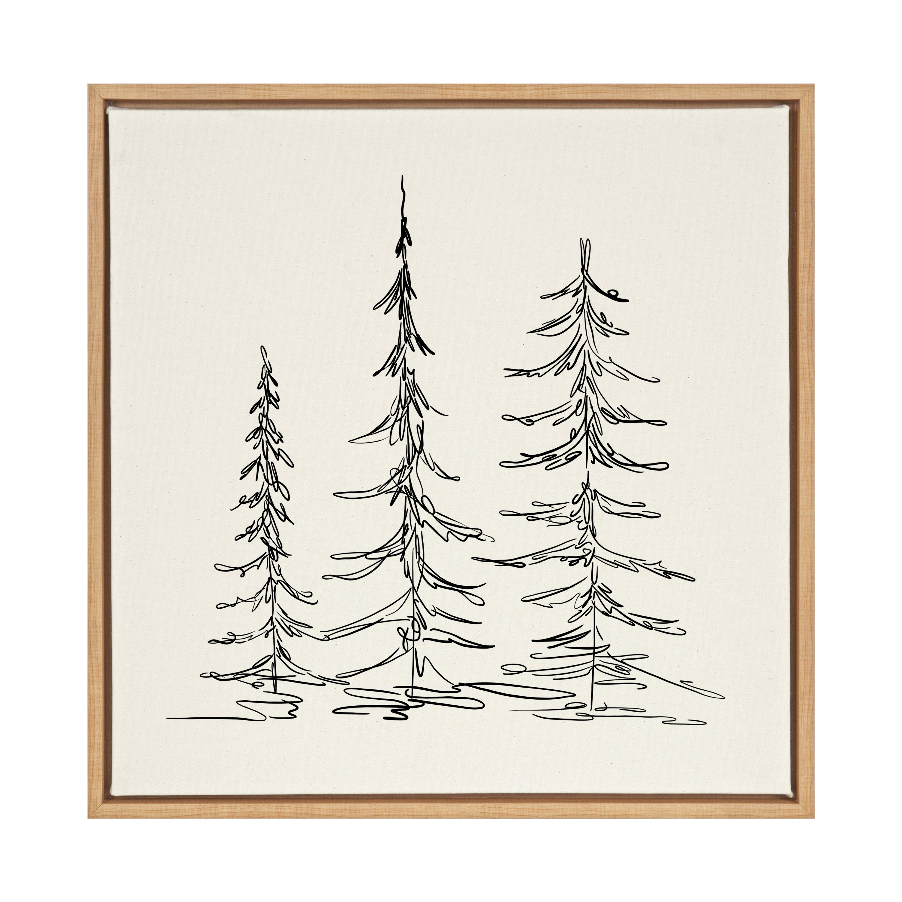 Sylvie Minimalist Evergreen Trees Framed Canvas Art