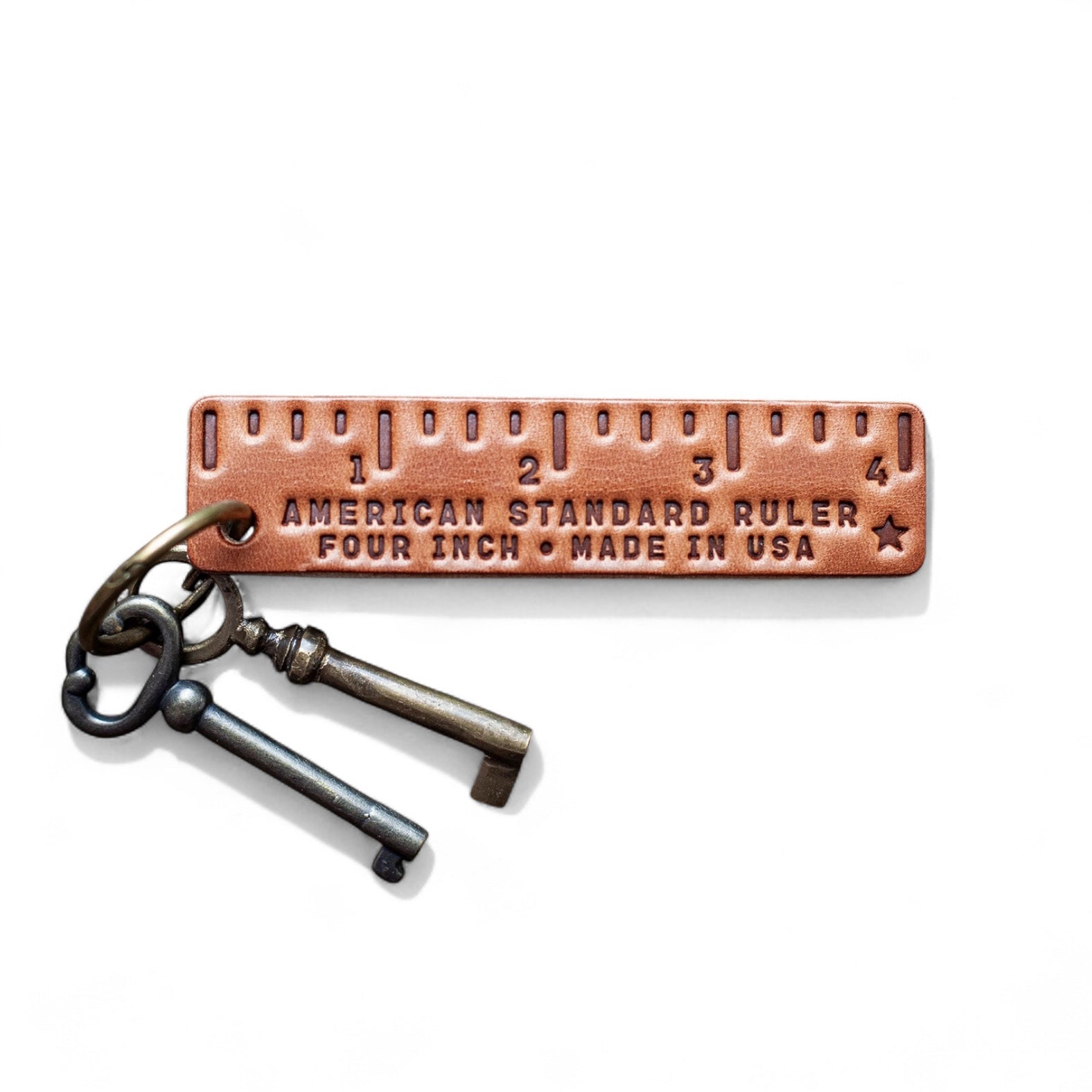 Leather ruler keychain