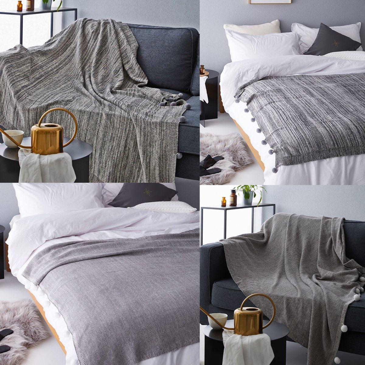 Casablanca Pom Pom Cotton Throw Blanket