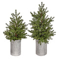 Potted artificial spruce tree