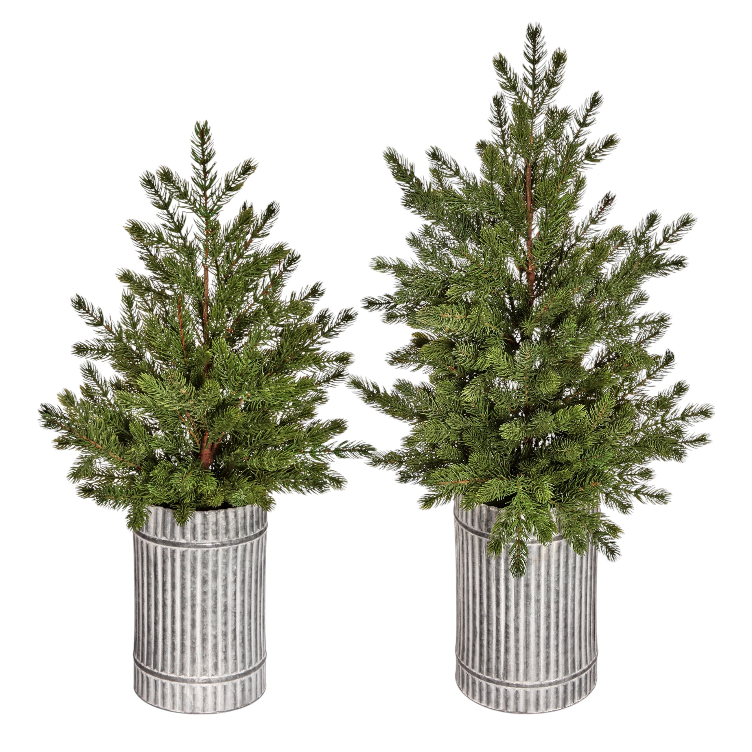 Potted artificial spruce tree