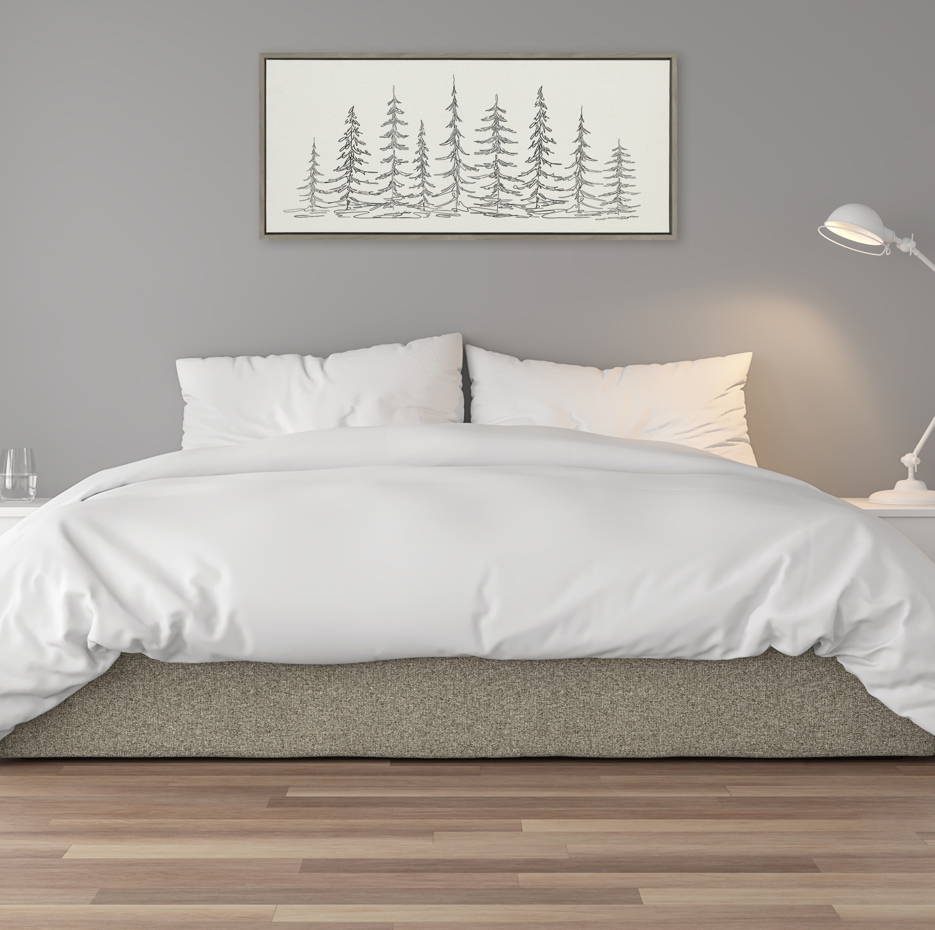 Sylvie Minimalist Evergreen Trees Framed Canvas Art