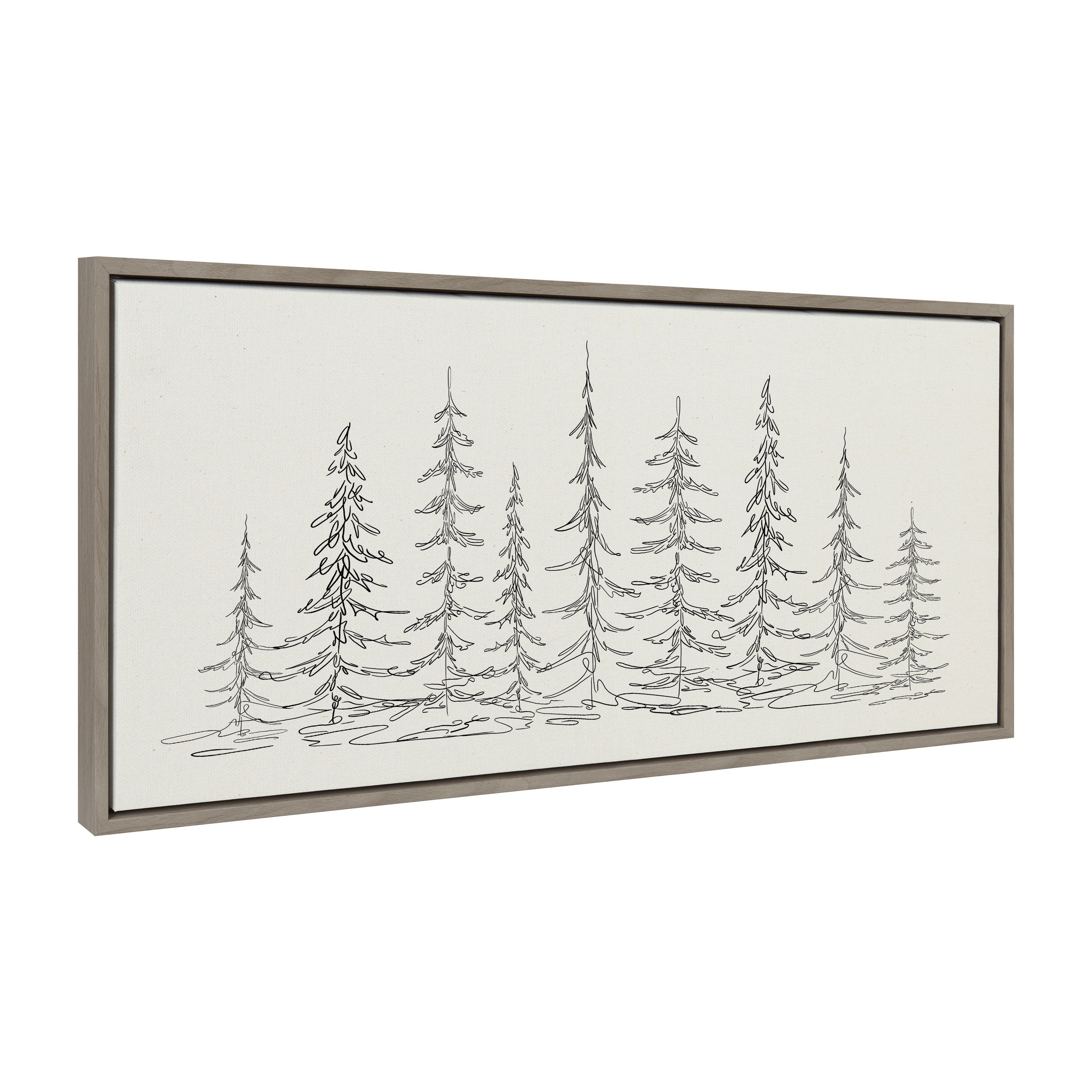 Sylvie Minimalist Evergreen Trees Framed Canvas Art