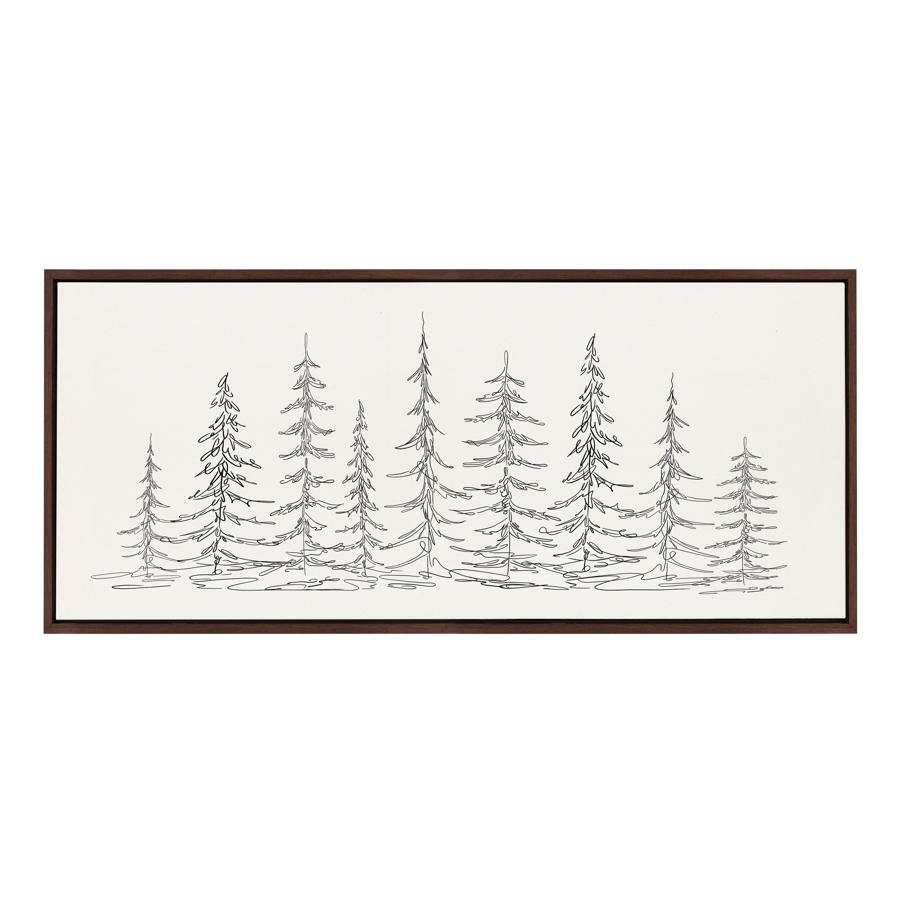 Sylvie Minimalist Evergreen Trees Framed Canvas Art
