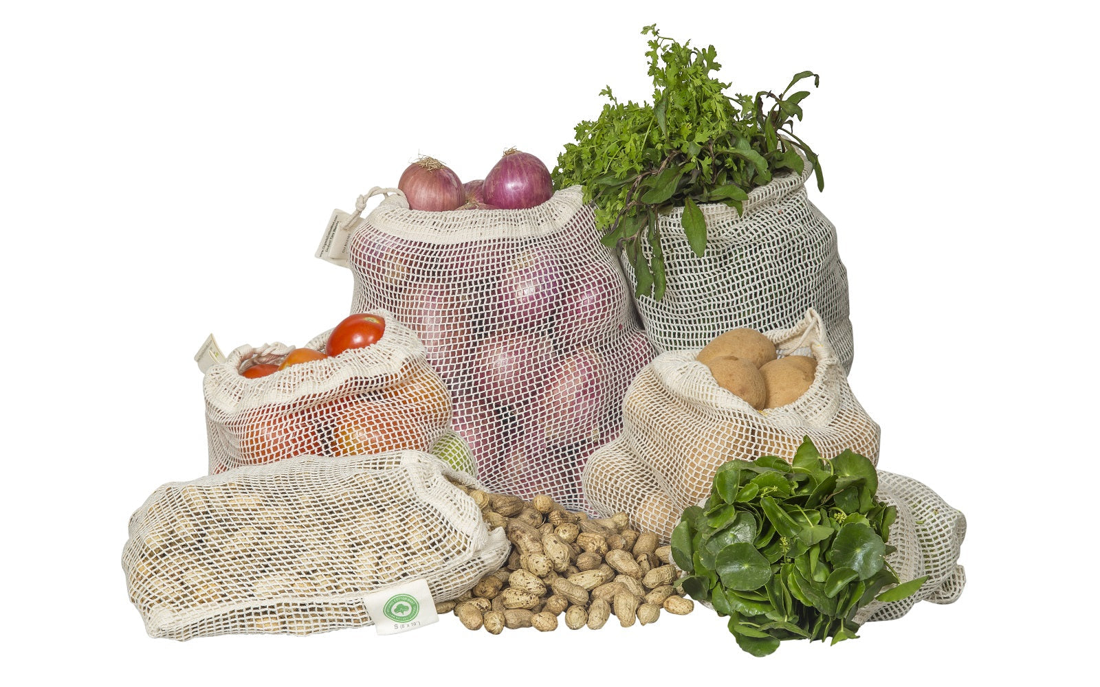Cotton mesh produce bag size assortment