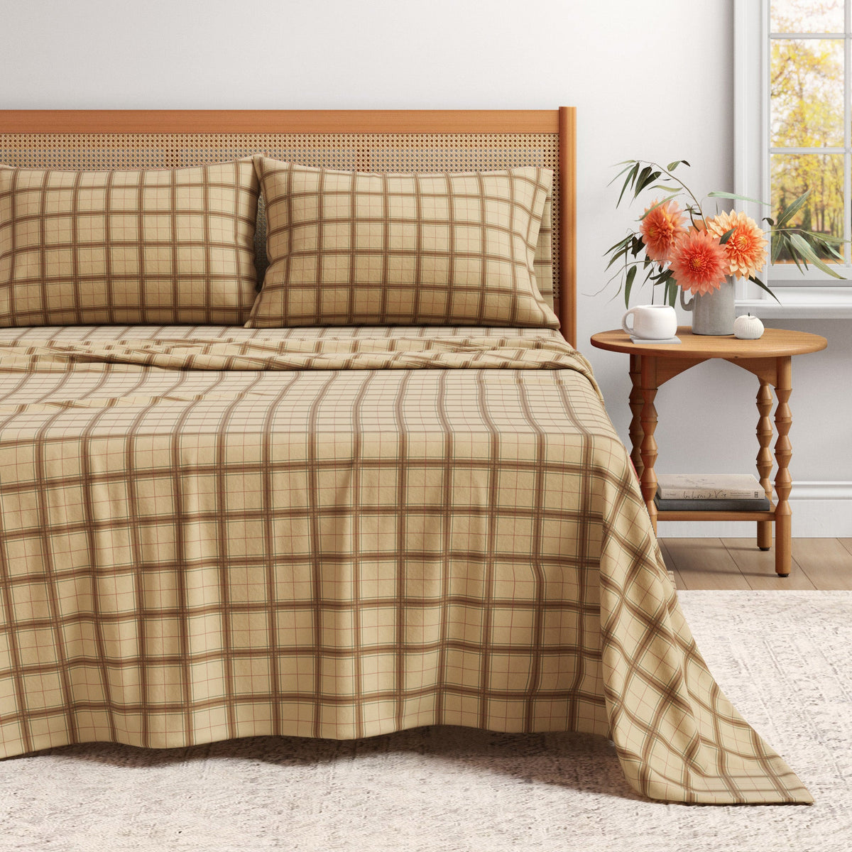 Plaid + Stripe Turkish Cotton Flannel Sheet Set