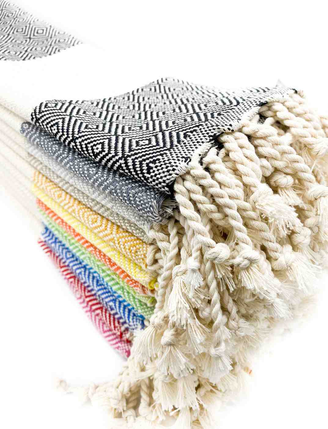 Diamond Turkish cotton hand towels in assorted colors