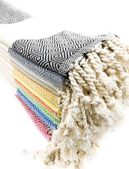 Diamond Turkish cotton hand towels in assorted colors