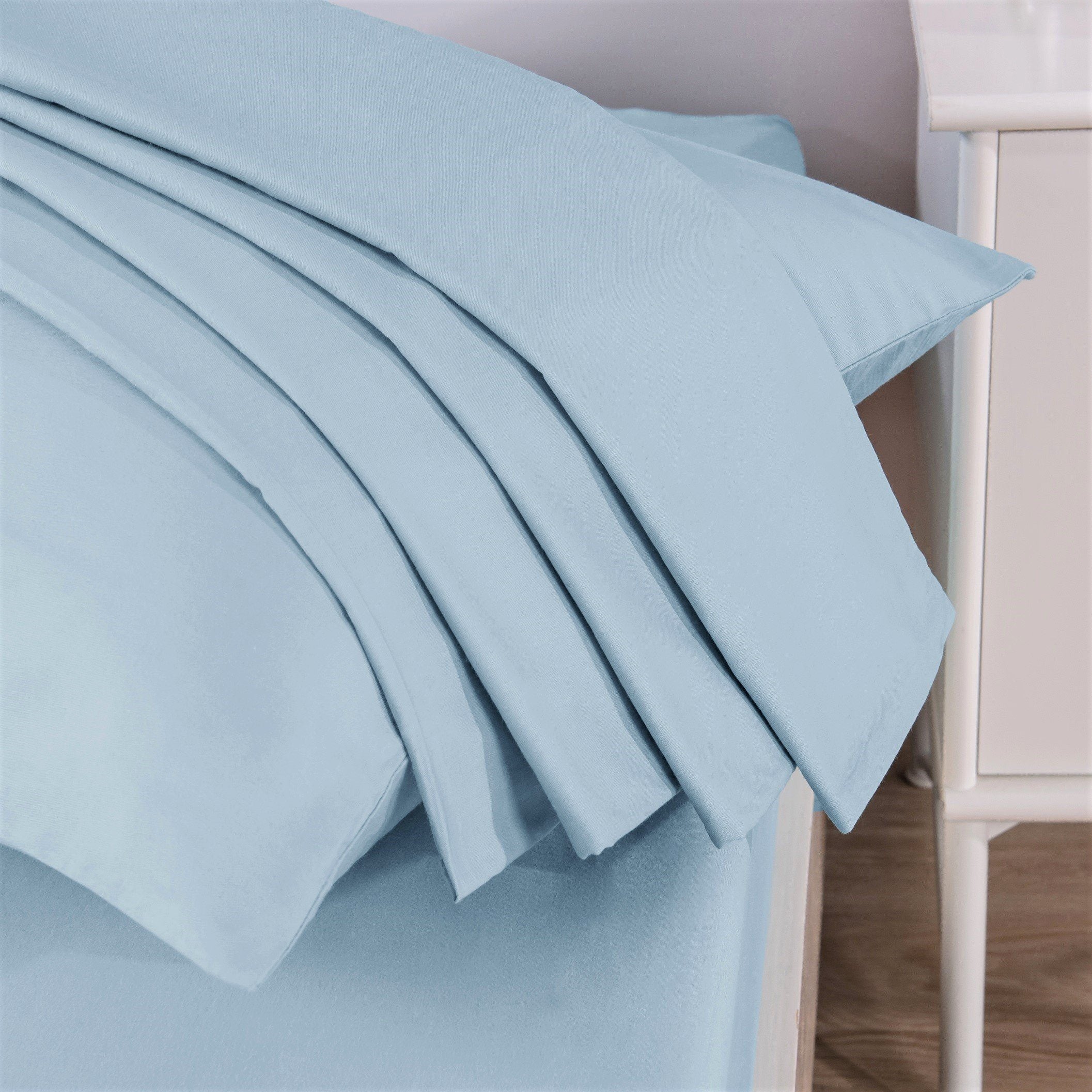 DaDa Bedding Seafoam Blue Cotton Fitted Sheet Set