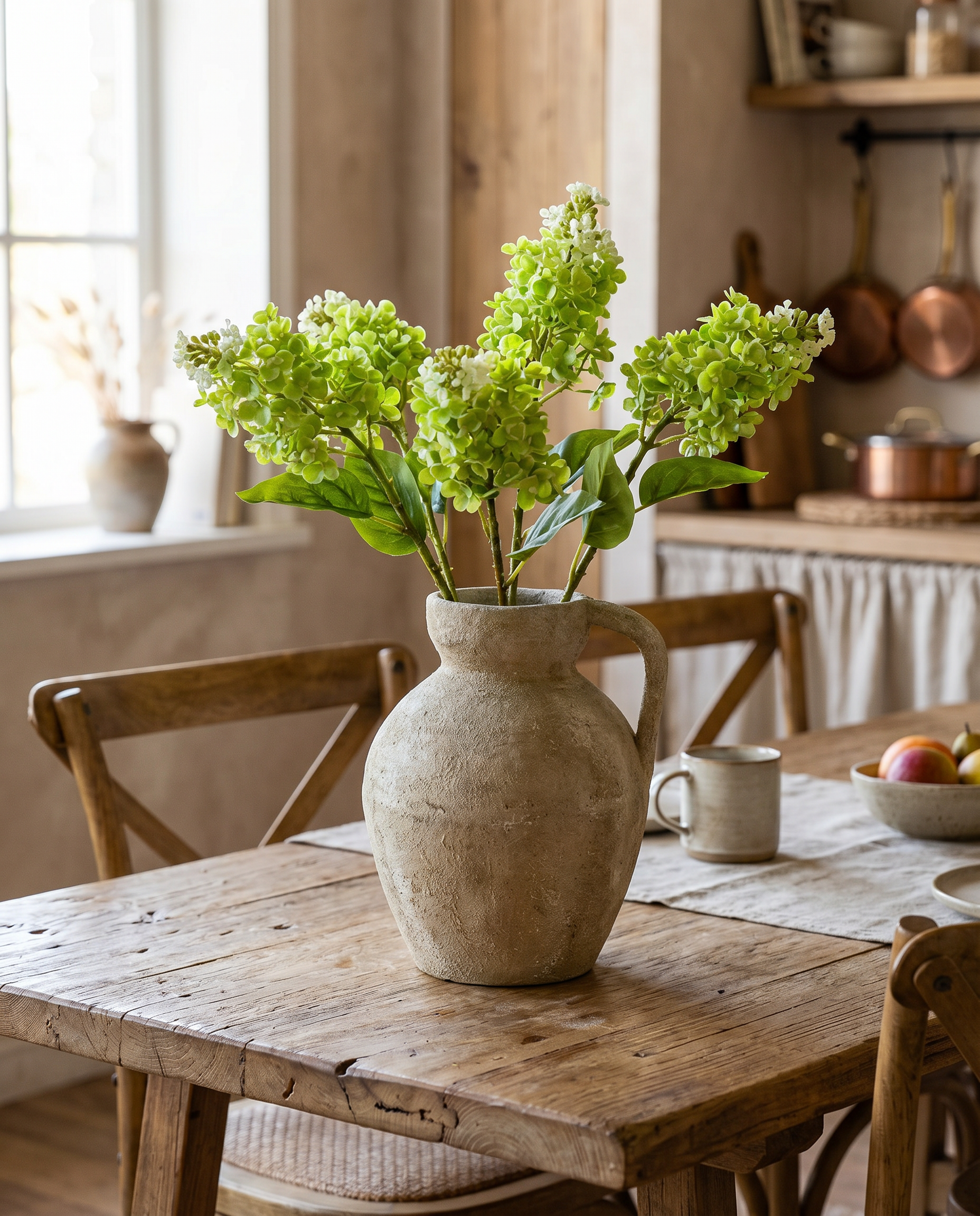 Green cone hydrangea stem