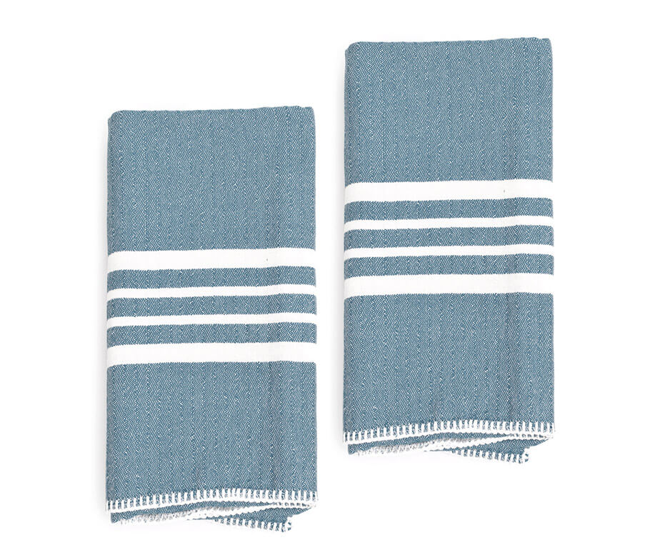 Farmhouse Fringe-Free Turkish Hand Towels – Set of 2
