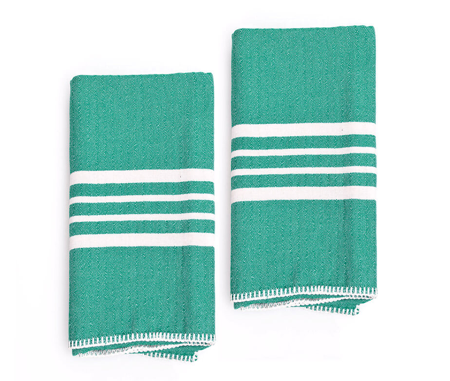 Farmhouse Fringe-Free Turkish Hand Towels – Set of 2