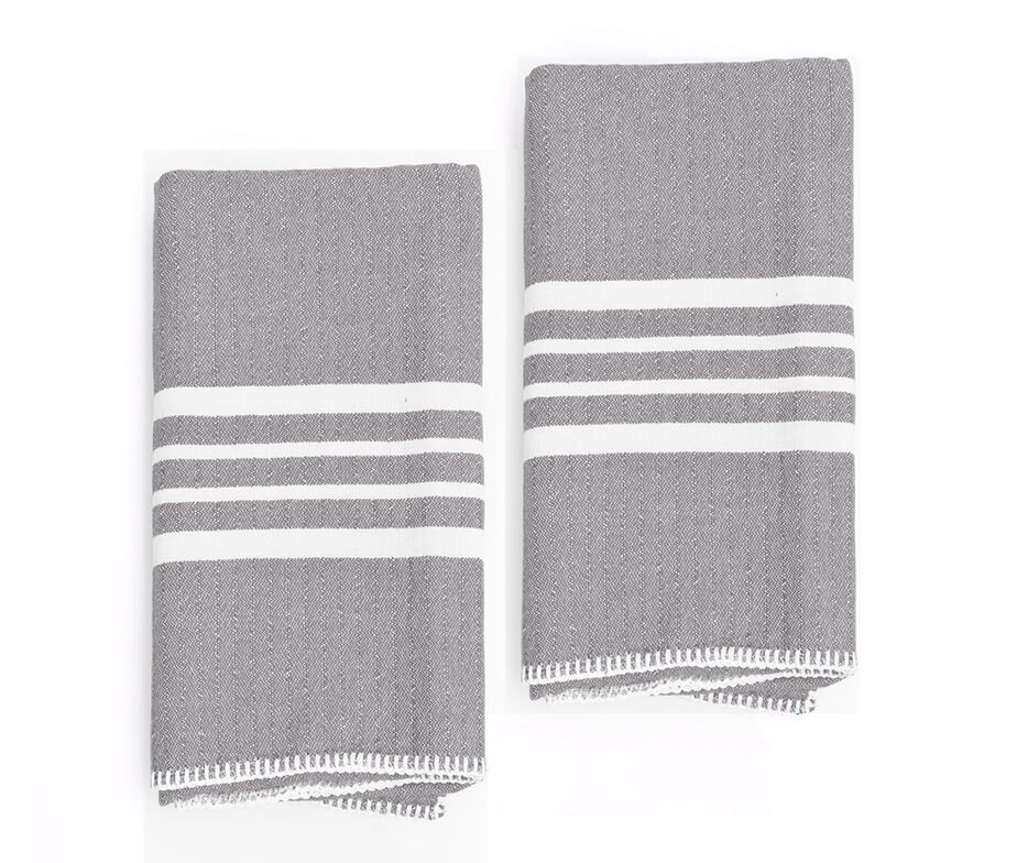 Farmhouse Fringe-Free Turkish Hand Towels – Set of 2