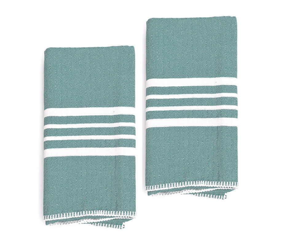Farmhouse Fringe-Free Turkish Hand Towels – Set of 2