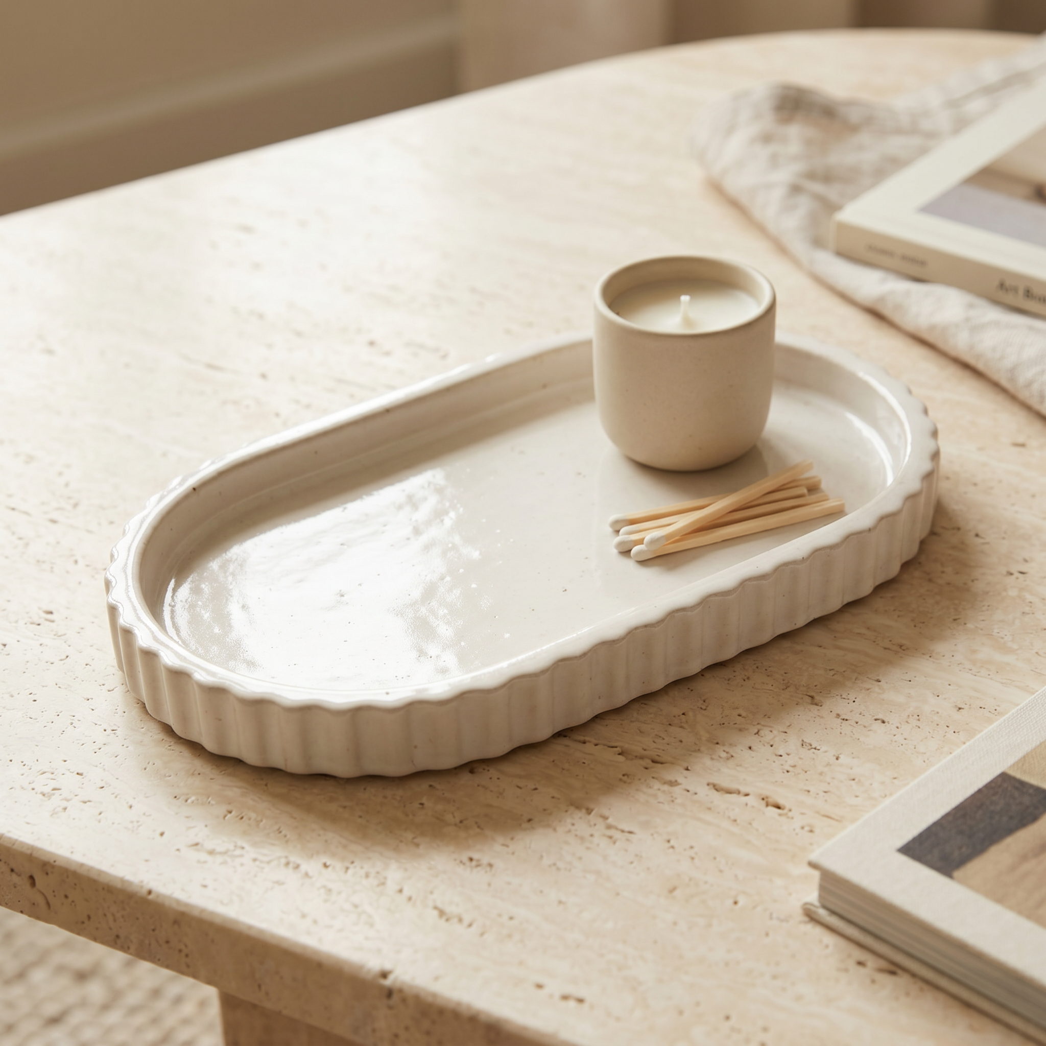 Scalloped Oblong Catchall Tray