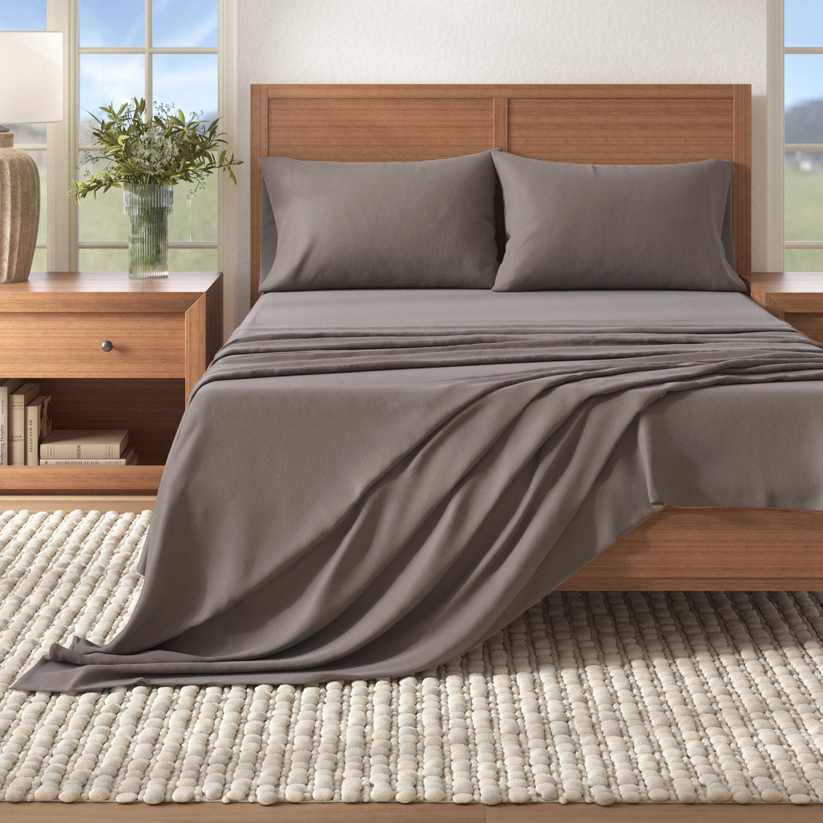 Nordic Solid Cotton Flannel Sheet Set
