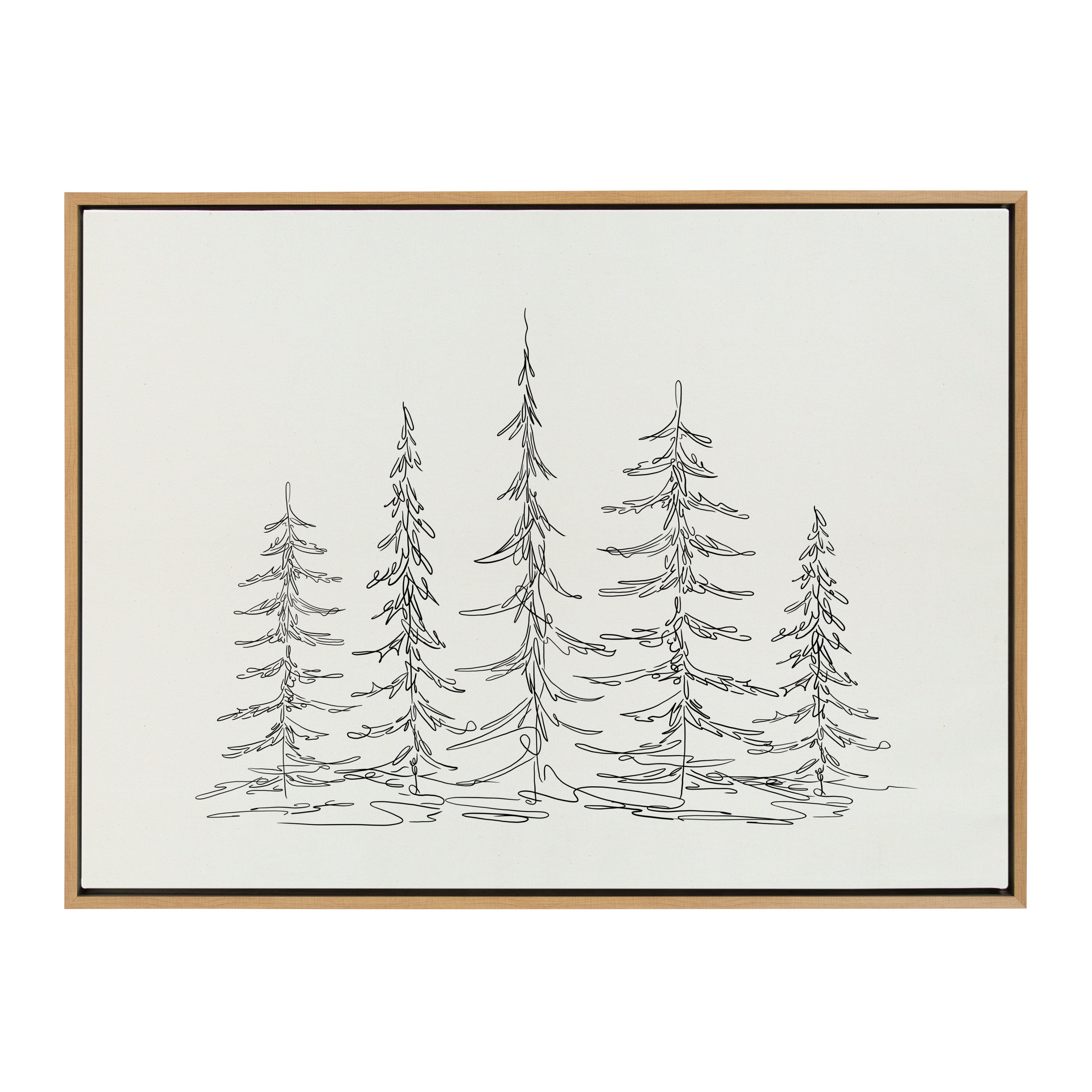 Sylvie Minimalist Evergreen Trees Framed Canvas Art