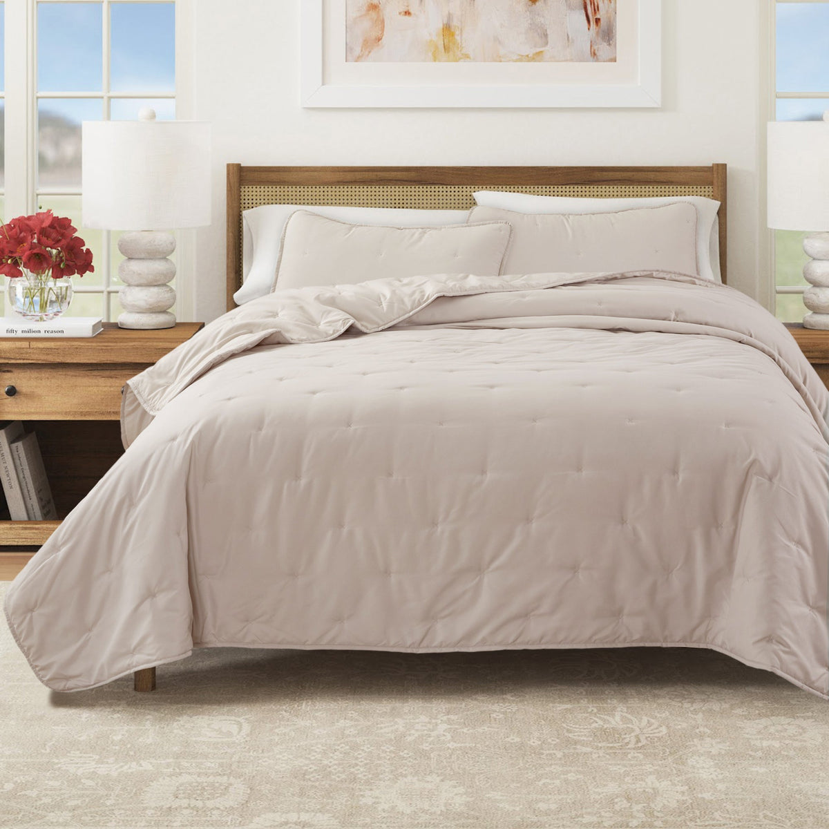 Dot Hemmed Stitched Quilt Set