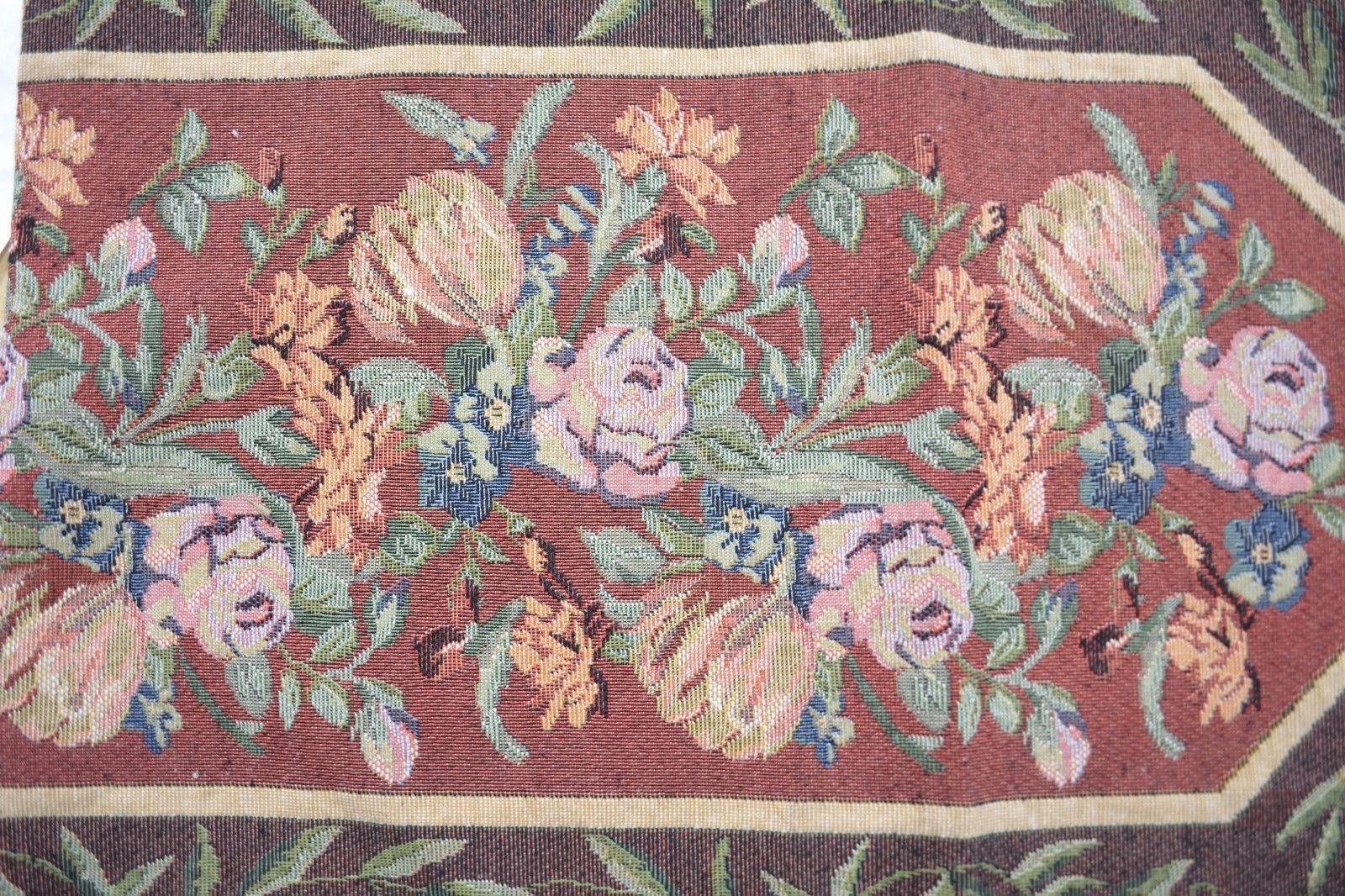 DaDa Bedding Romantic Floral Field of Roses Burgundy Red Tapestry Table Runner (5594)