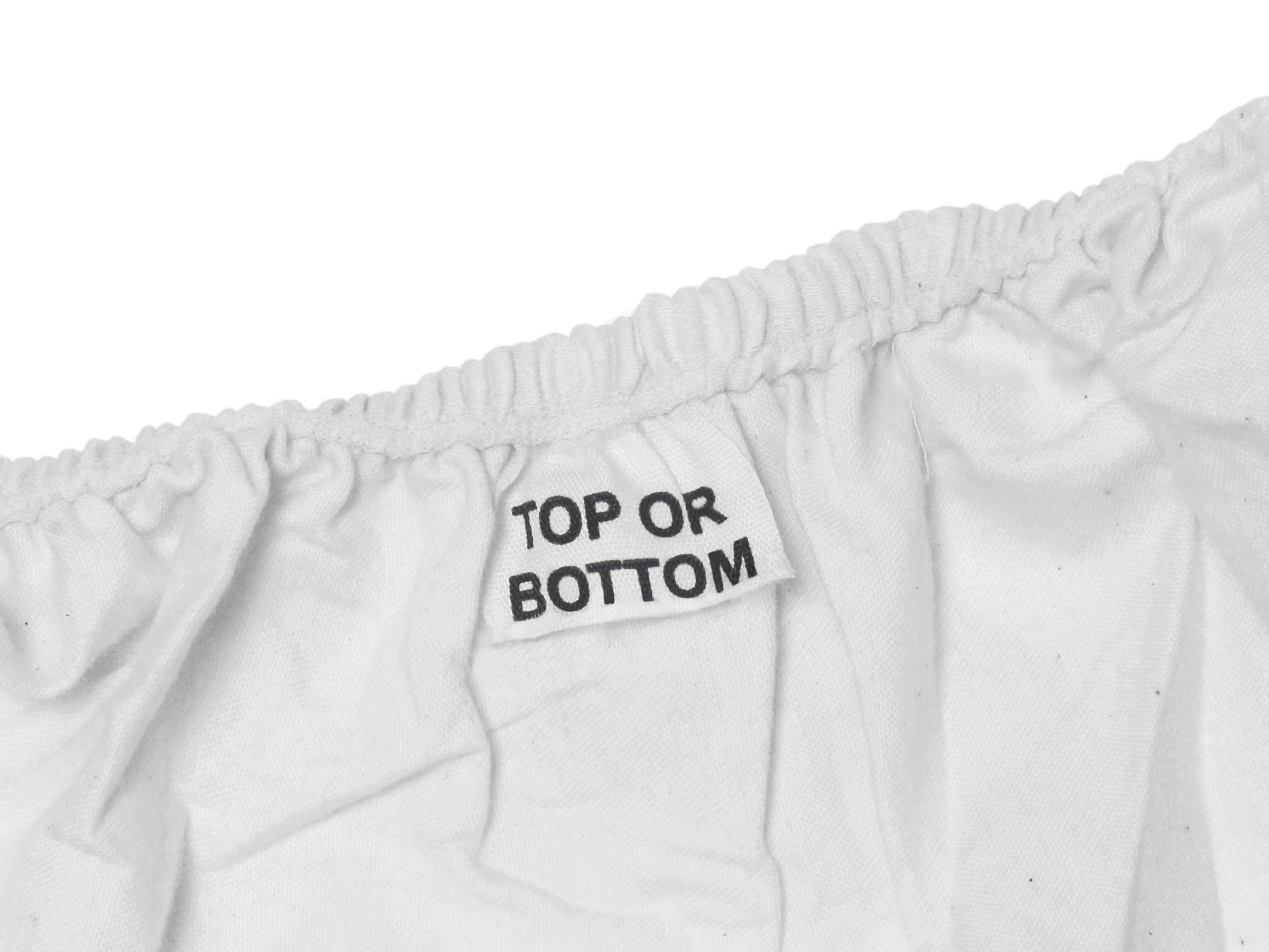 Organic cotton percale sheet fabric and label detail