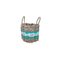 Tan, Seafoam & Teal Accent Rope Basket