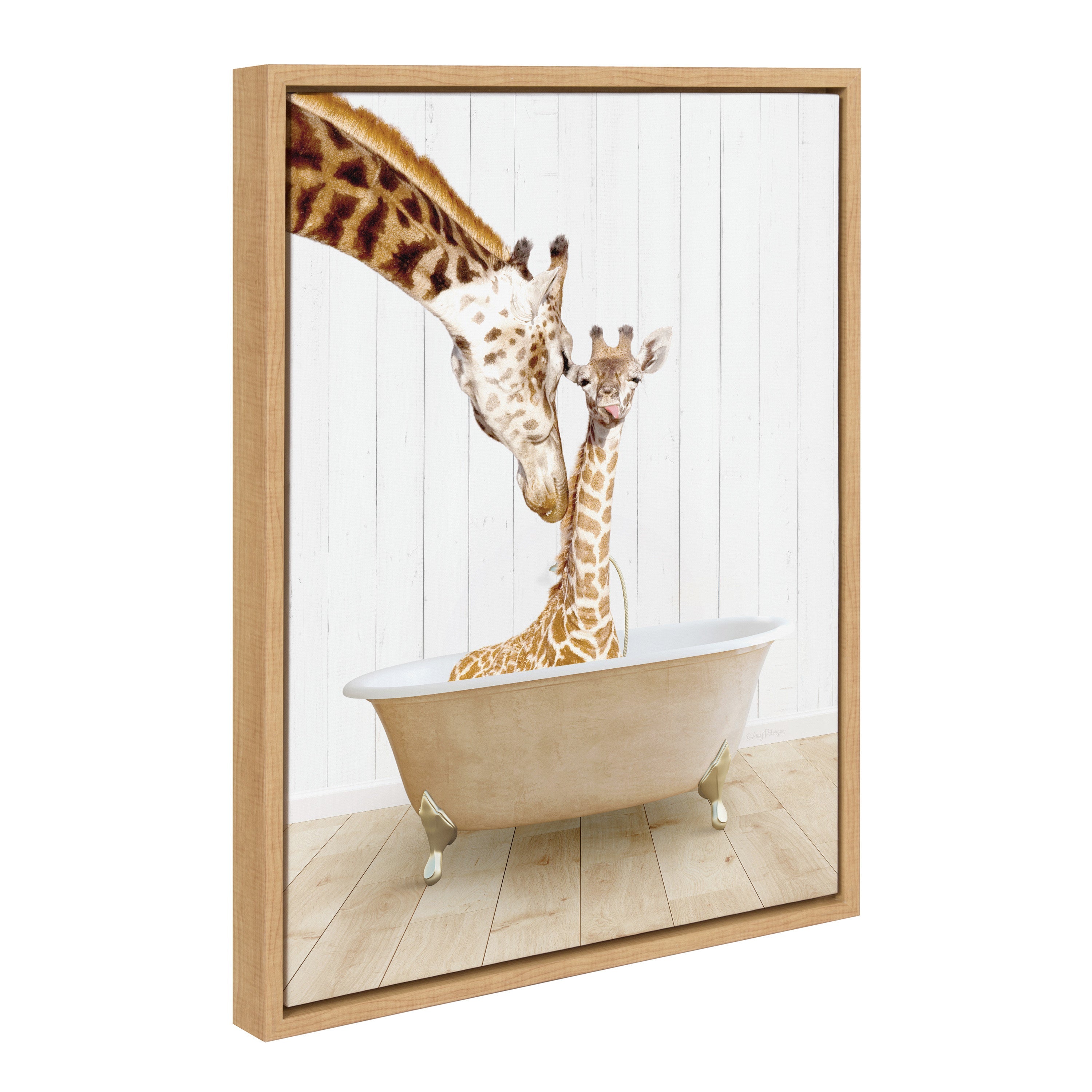 Sylvie Mother and Baby Giraffe Framed Canvas
