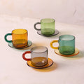 Niko borosilicate glass espresso cups and saucers set of four