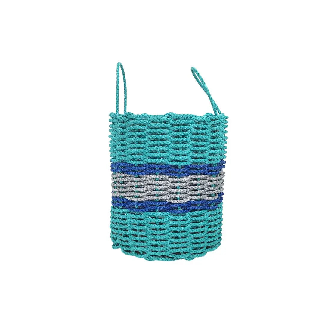 Teal, Light Gray + Blue Accent Rope Basket