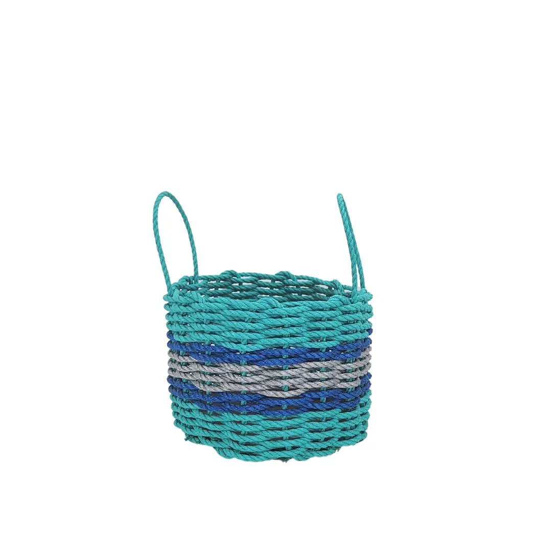 Teal, Light Gray + Blue Accent Rope Basket